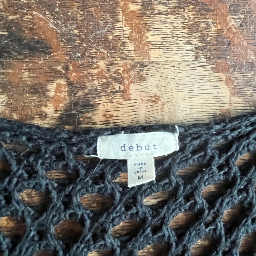 Debut Black Crochet Cardigan with Multicolor Squares - Picture 2 of 3